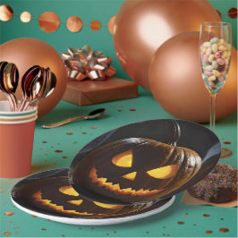 Assiettes En Carton Menacer Citrouille Halloween,