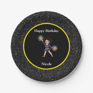 Assiettes En Carton Mener les acclamations "Joyeux Anniversaire" Noir