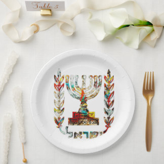 Assiettes En Carton menorah emblème de l'État d'Israël