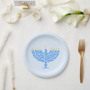 Assiettes En Carton Menorah Hanoukka