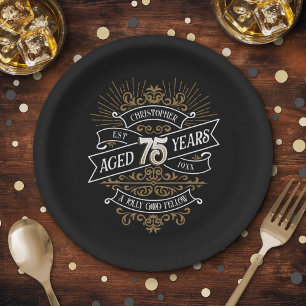 Assiettes En Carton Mens Funny Whiskey 75e anniversaire