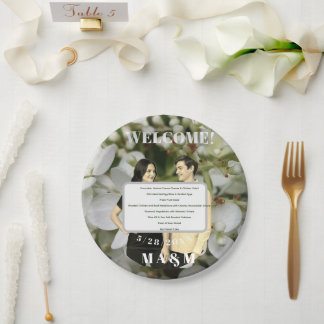 Assiettes En Carton Menu de photos de couple fiancé