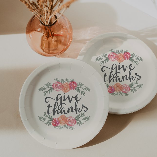 Assiettes En Carton Merci. | Aquarelle florale ivoirienne Thanksgiving (Créateur téléchargé)