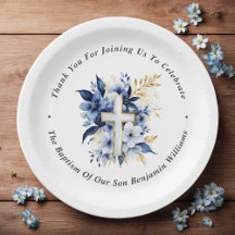 Merci Baptême or et bleu marine
