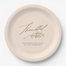Assiettes En Carton Merci Calligraphie et famille Feuille Thanksgiving