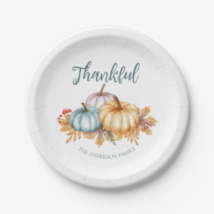 Assiettes En Carton Merci citrouilles d'aquarelle fête de Thanksgiving