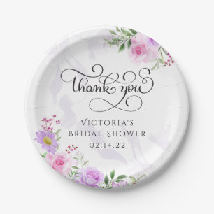 Assiettes En Carton Merci Floral Élégante Fête des mariées 