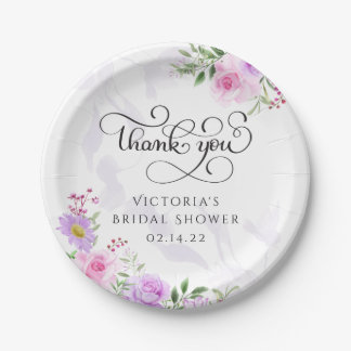Assiettes En Carton Merci Floral Élégante Fête des mariées