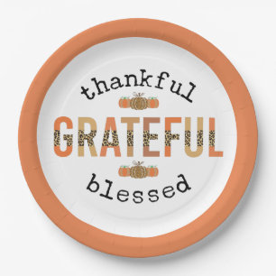 Assiettes En Carton Merci Grateful Blessé mignon automne Thanksgiving
