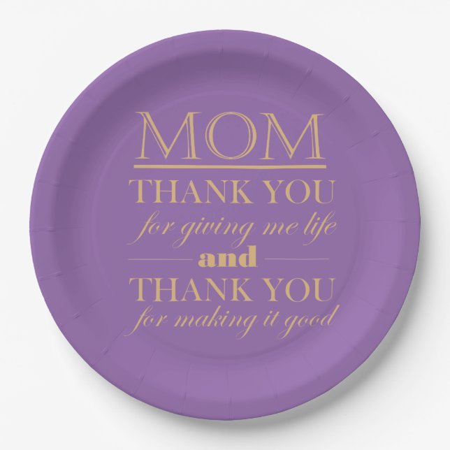 Assiettes En Carton Merci Maman, plaque de fête des mères (Devant)