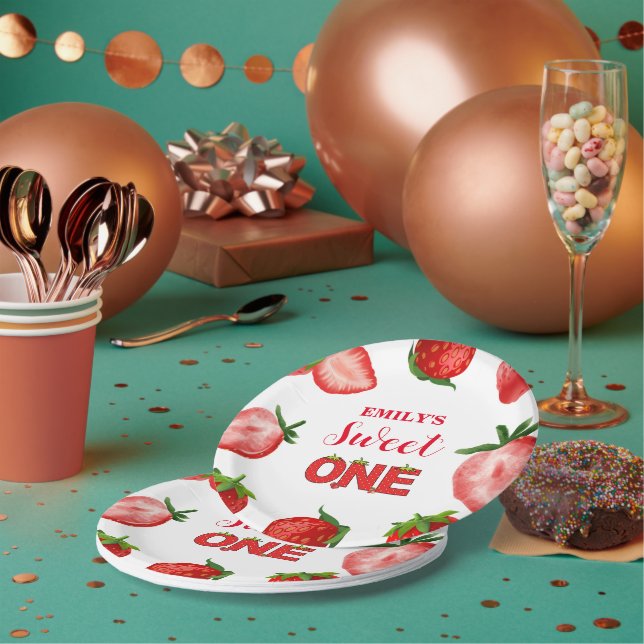 Assiettes En Carton Merci sucré aux fraises Anniversaire| Berry Sweet (Multi)