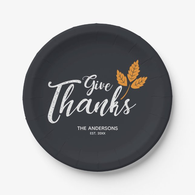 Assiettes En Carton Merci. Thanksgiving moderne. (Devant)