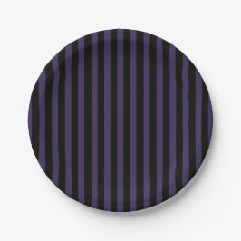 Assiettes En Carton Mercredi Violet et bande noire