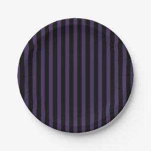 Assiettes En Carton Mercredi Violet et bande noire