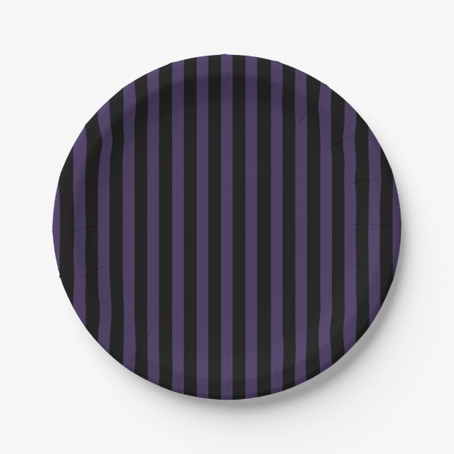 Assiettes En Carton Mercredi Violet et bande noire (Devant)