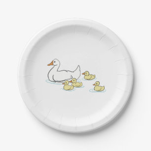 Assiettes En Carton Mère Canard et canettes Baby shower Plaque en papi