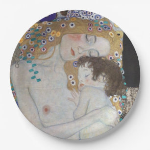 Assiettes En Carton Mère et enfant par Gustav Klimt