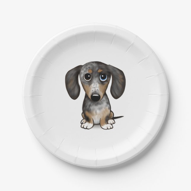 Assiettes En Carton Merle Dapple Dachshund mignon chien Wiener (Devant)
