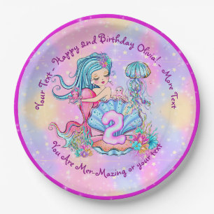 Assiettes En Carton Mermaid 2e anniversaire Modifier Modifier le texte