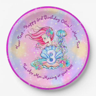 Assiettes En Carton Mermaid 3e anniversaire Modifier Modifier Modifier