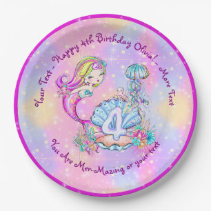 Assiettes En Carton Mermaid 4e anniversaire Modifier Modifier Modifier