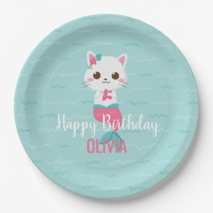 Assiettes En Carton Mermaid Kitty Plaque papier pour fête d'anniversai