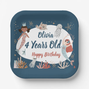 Assiettes En Carton Mermaid Ocean Beach Party Octopus Birthday Kid