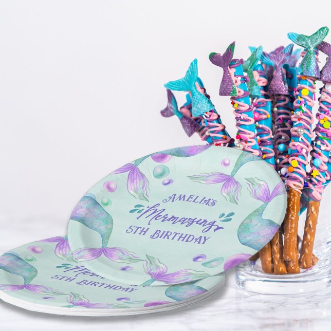 Assiettes En Carton Mermaid Tails Mermazing N'Importe Quel Âge Anniver (Créateur téléchargé)