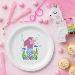 Assiettes En Carton Mermaid Thème 1er Anniversaire