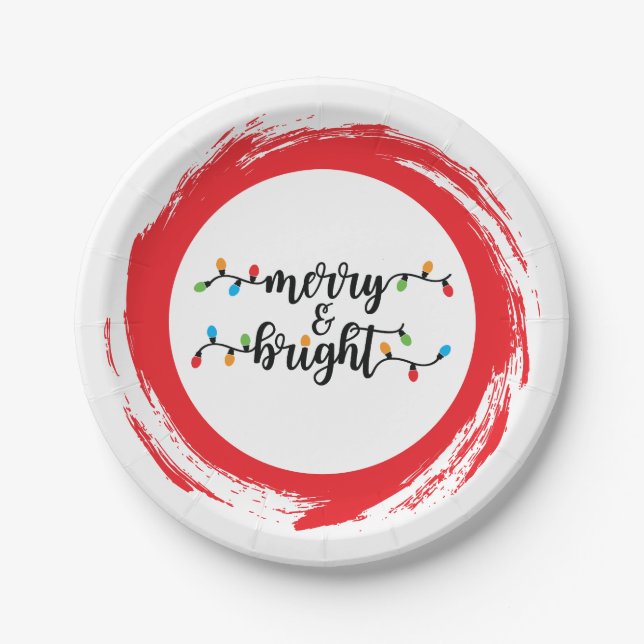 Assiettes En Carton Merry & Bright (Devant)