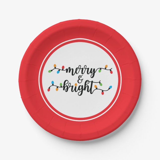 Assiettes En Carton Merry & Bright (Devant)