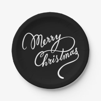 ASSIETTES EN CARTON MERRY CHRISTMAS À LA MAIN | PLAQUE DE FÊTE