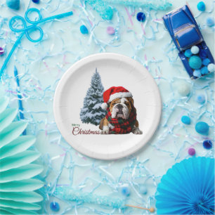 Assiettes En Carton Merry Christmas Bulldog