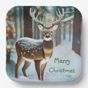 Assiettes En Carton Merry Christmas Deer
