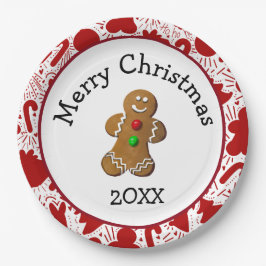 Assiettes En Carton Merry Christmas Gingerbread Man