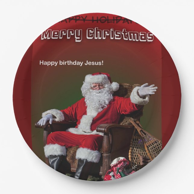 ASSIETTES EN CARTON MERRY CHRISTMAS - JEUX JÉSUS D'ANNIVERSAIRE (Devant)