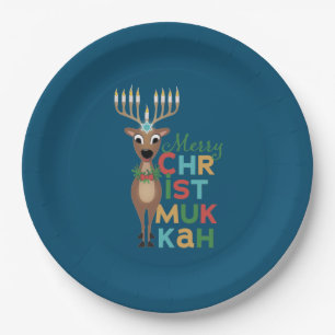 Assiettes En Carton Merry Christmukkah Reindeer