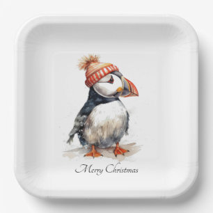 Assiettes En Carton Merry Puffin, personnalisé