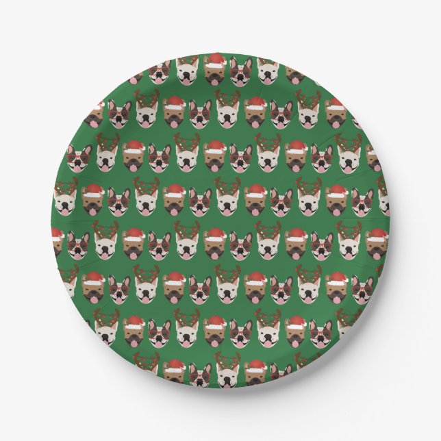 Assiettes En Carton Merry Woofmas Têtes de Noël (Devant)