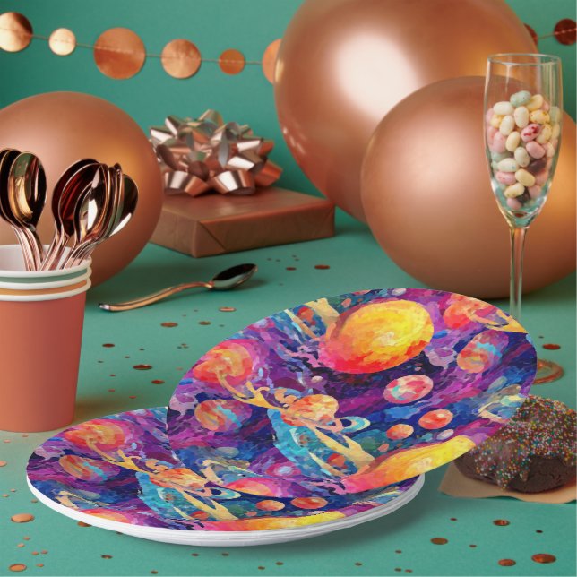 Assiettes En Carton Merveilleuse constellation (Multi)