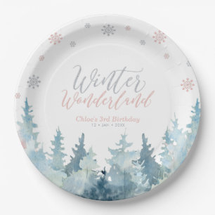 Assiettes En Carton Merveilleux Anniversaire Flocon de Neige Hiver Arg