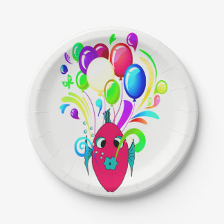 ASSIETTES EN CARTON MERVEILLEUX POISSON ROSE AVEC BALLONS PAPIER PLAQU