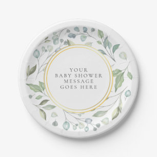 Assiettes En Carton Message de Baby Shower Garland Greenery