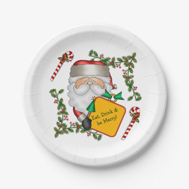 Assiettes En Carton Message de Noël de Père Noël (Devant)