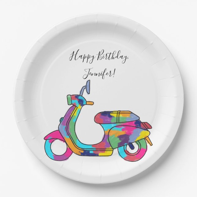 Assiettes En Carton Message personnalisé Moteur Rainbow Moteur Moteur (Devant)