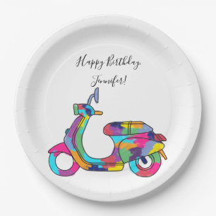 Assiettes En Carton Message personnalisé pour cyclomoteur Rainbow Mot