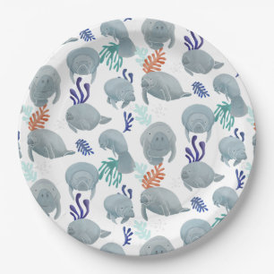 Assiettes En Carton Mets Manates Avec Bulles Motif - Blanc