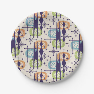 Assiettes En Carton Mi-siècle moderne âge atomique Motif Abstrait