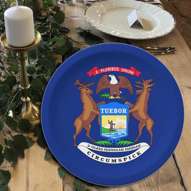 Assiettes En Carton Michigan Plaques drapeau, fête, sports, Michigan (Créateur téléchargé)