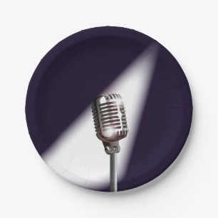 Assiettes En Carton Microphone rétro Stage